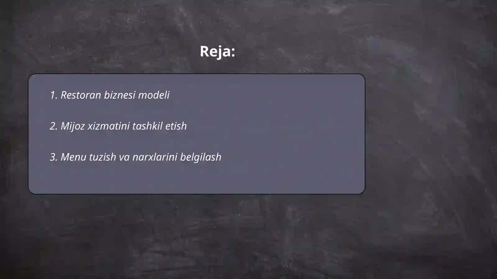 Restoran Biznesi Modeli 2