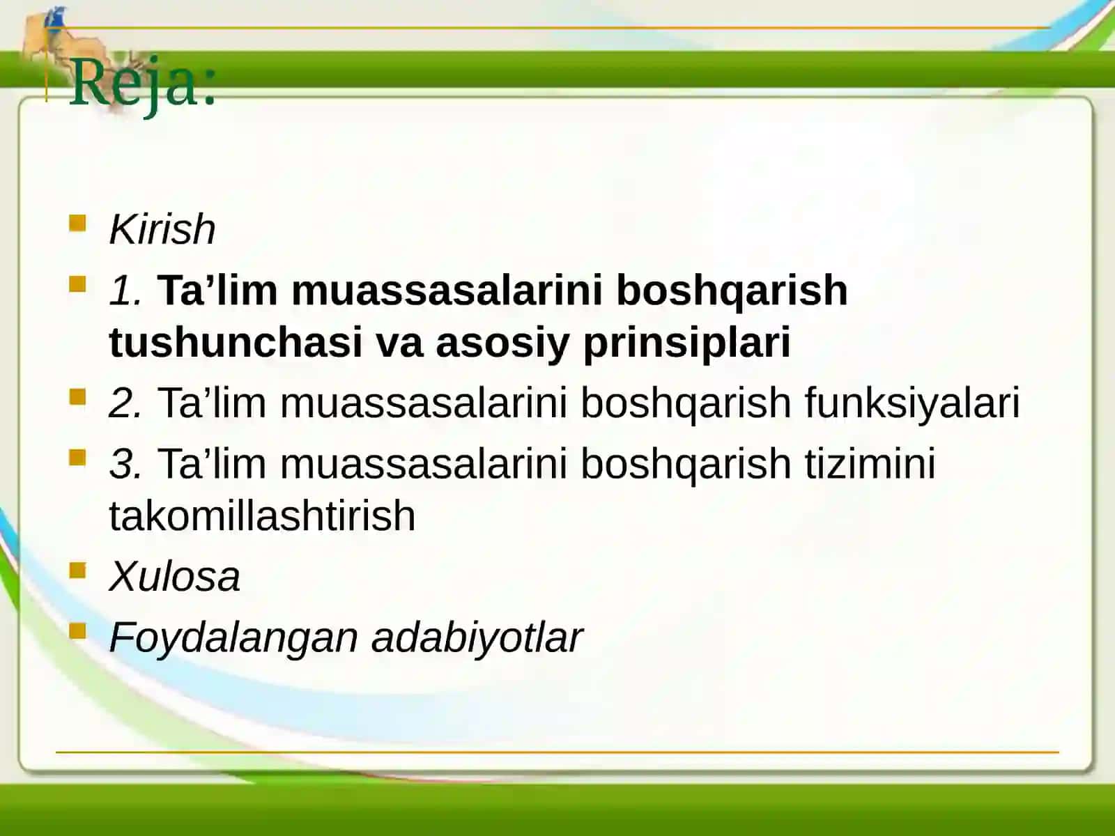 Ta'lim muassasalarini boshqarish funksiyasi 2