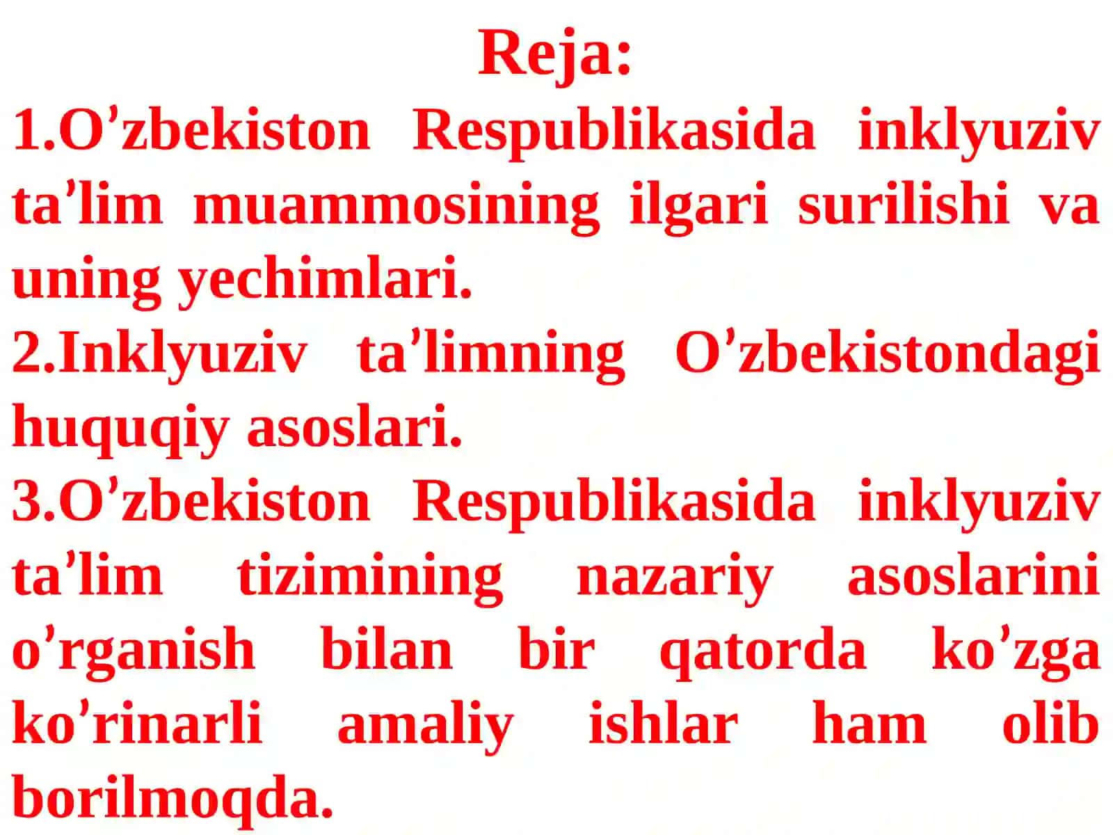 O‘ZBEKISTON RESPUBLIKASIDA INKLYUZIV TA’LIMNING YO‘LGA QO‘YILISHI 2