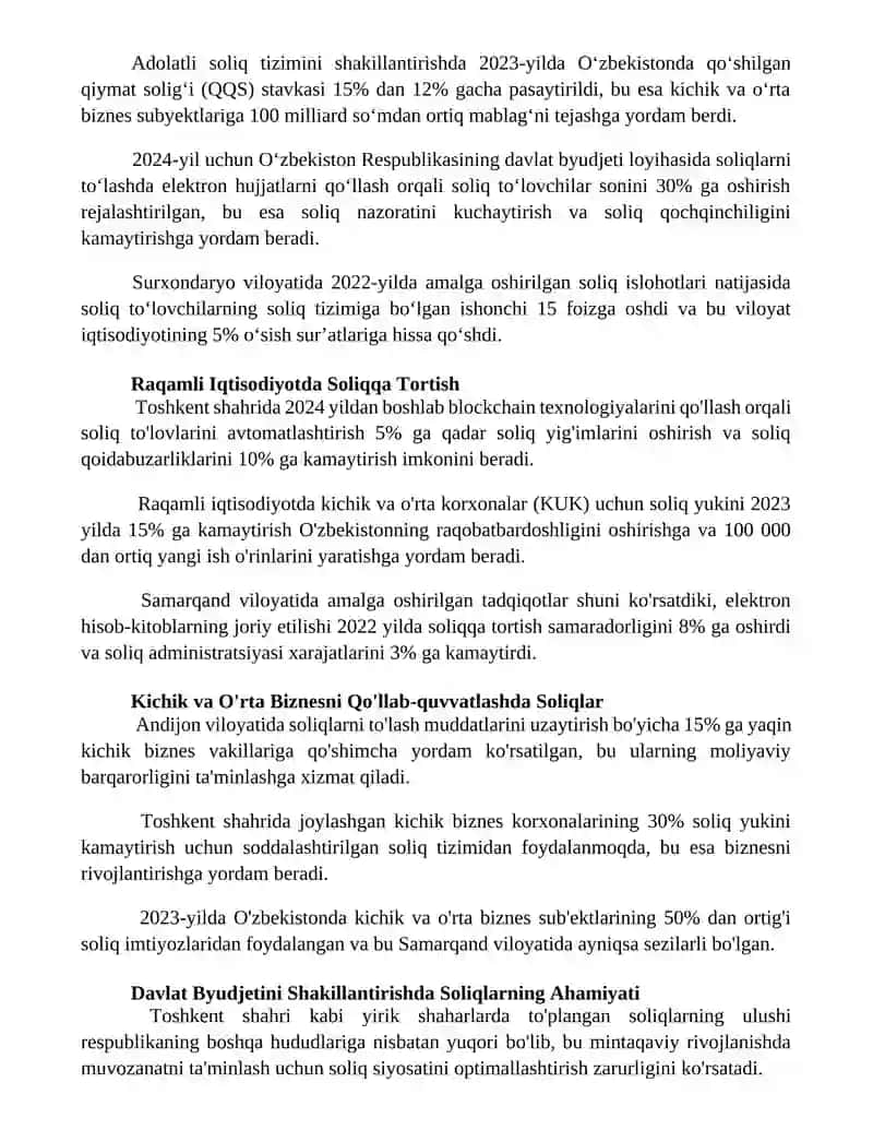 Iqtisodiyotni modernizatsiyalash sharoitida soliqqa tortish 2