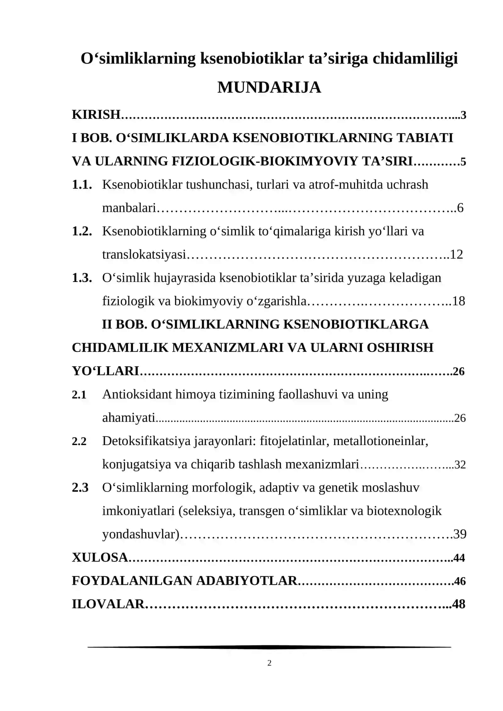 O‘simliklarning ksenobiotiklar ta’siriga chidamliligi 2