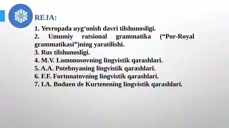 Yevropada Uyg‘onish Davri Tilshunosligi (Rusta’limoti) 2