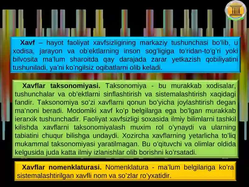XAVFSIZLIK MUAMMOLARI. MIKROIQLIM SHAROITI VA UNING INSON FAOLIYATIGATA’SIRI 2