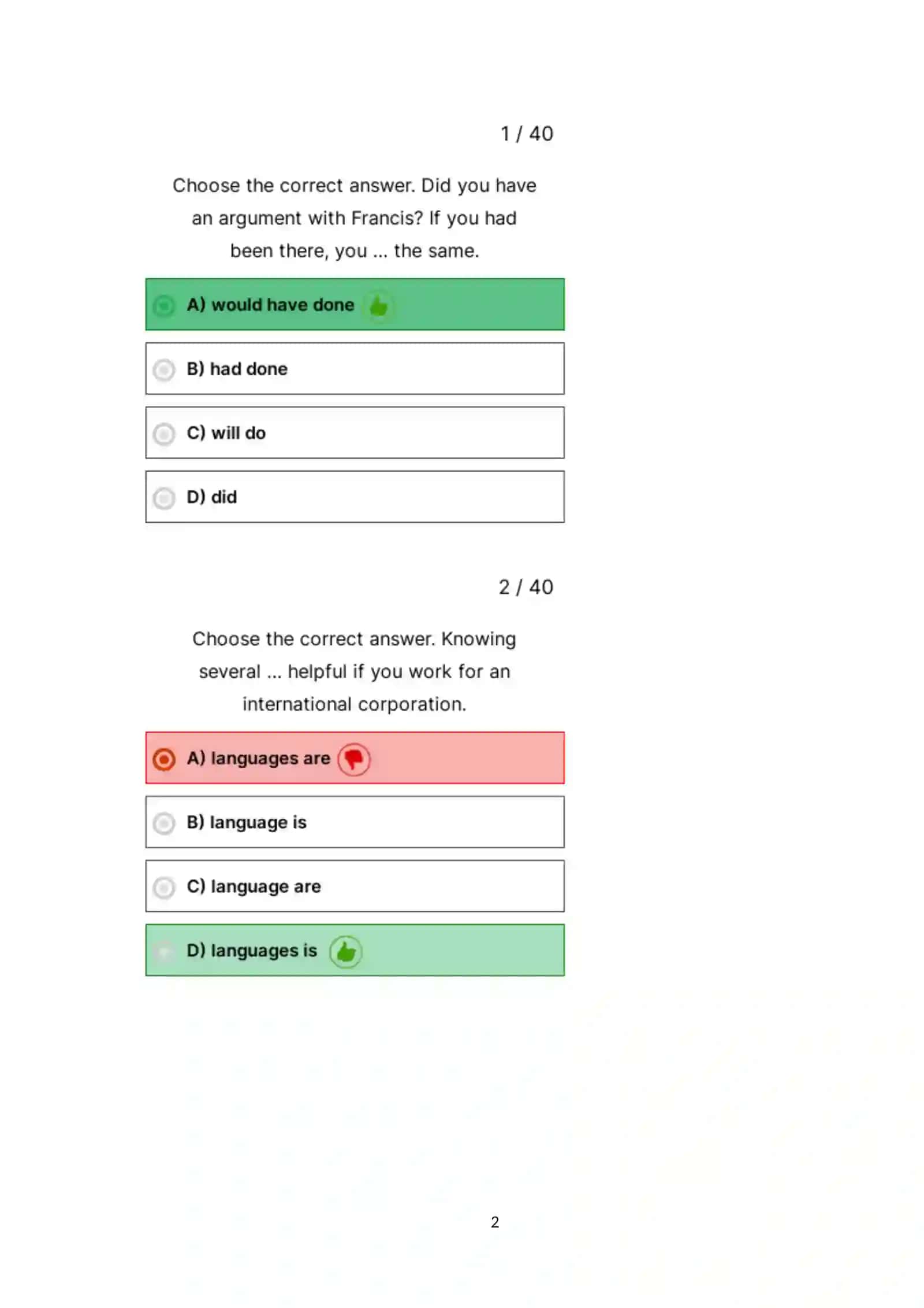Ingliz tili test savol javob 2