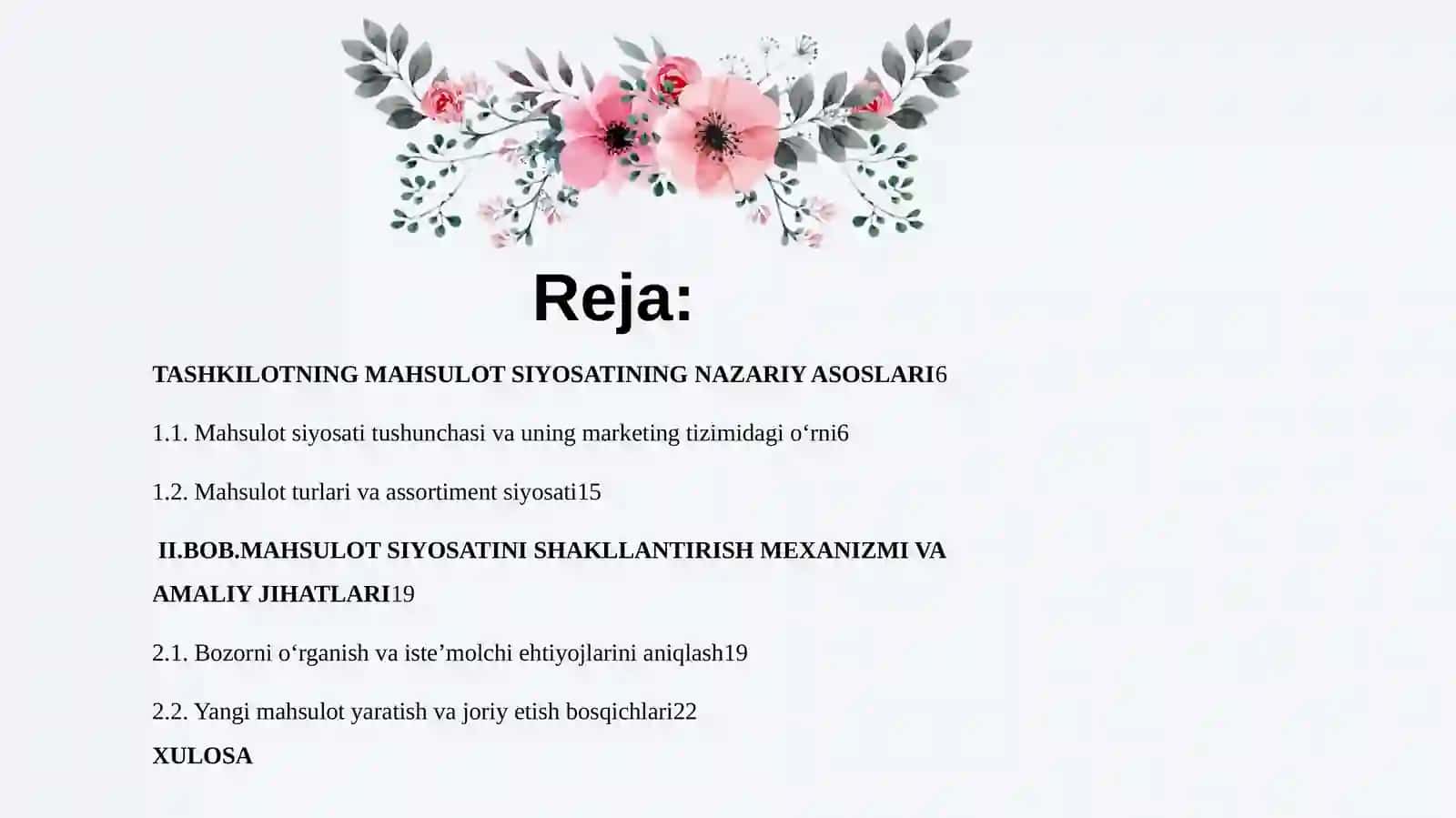 Tashkilotning mahsulot siyosati va uni shakllantirish mehanizmi 2
