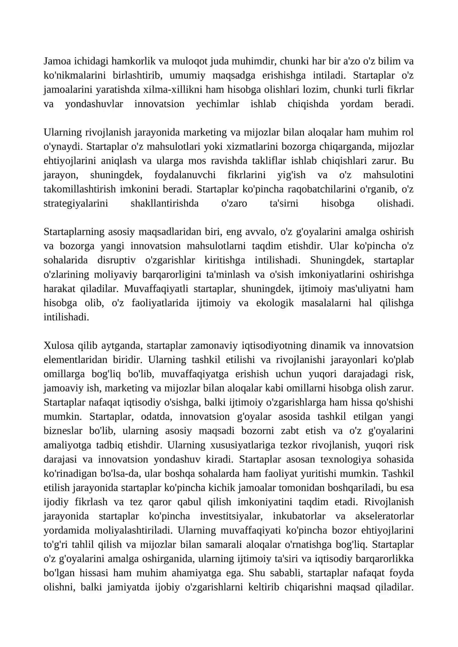 Startaplar va ularning iqtisodiyotdagi roli 2