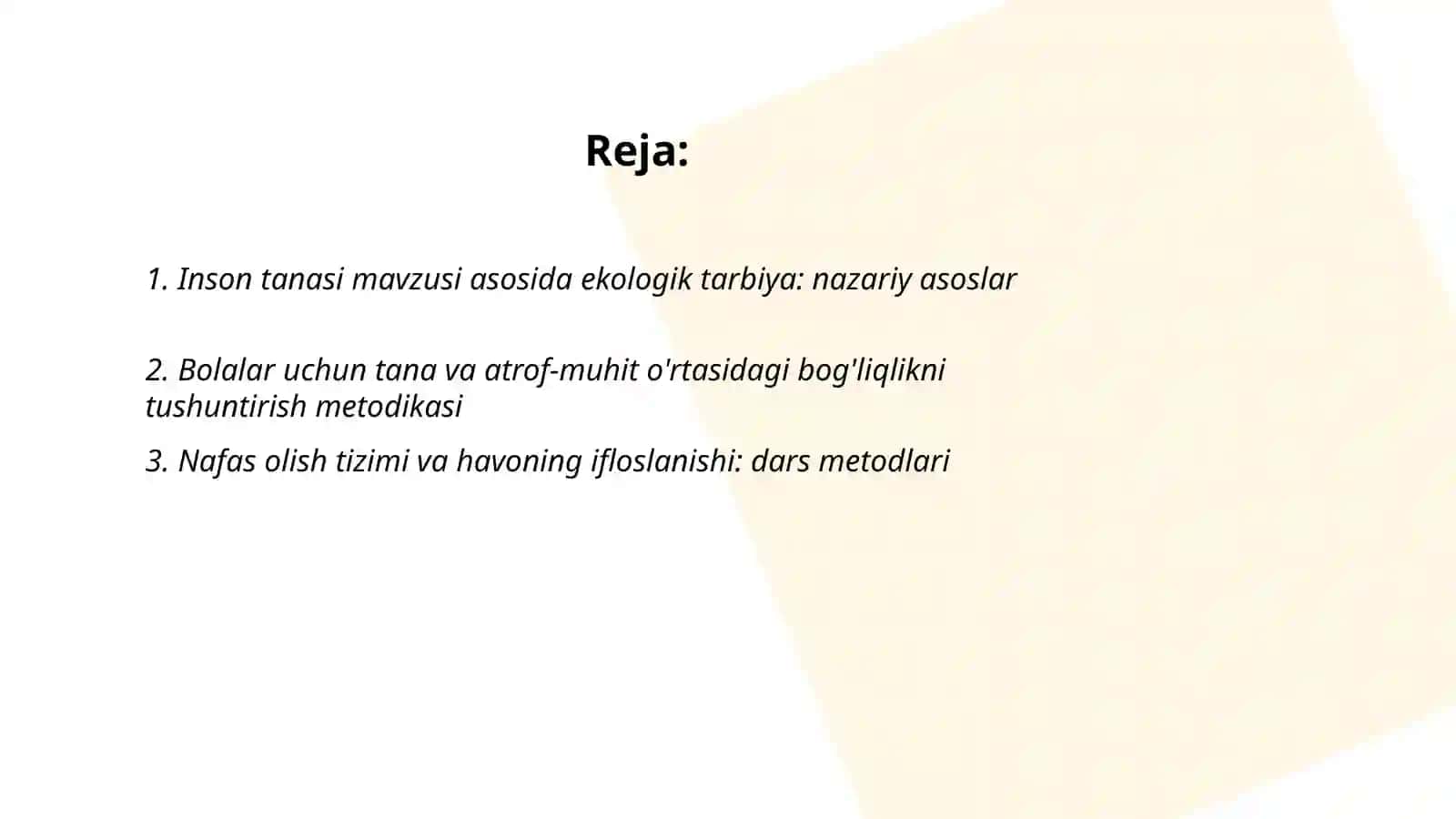 INSON TANASI MAVZUSI ASOSIDA BOLALARNI ATROF MUHITNI MUHOFAZA QILISHGA O'RGATISH METODIKASI 2