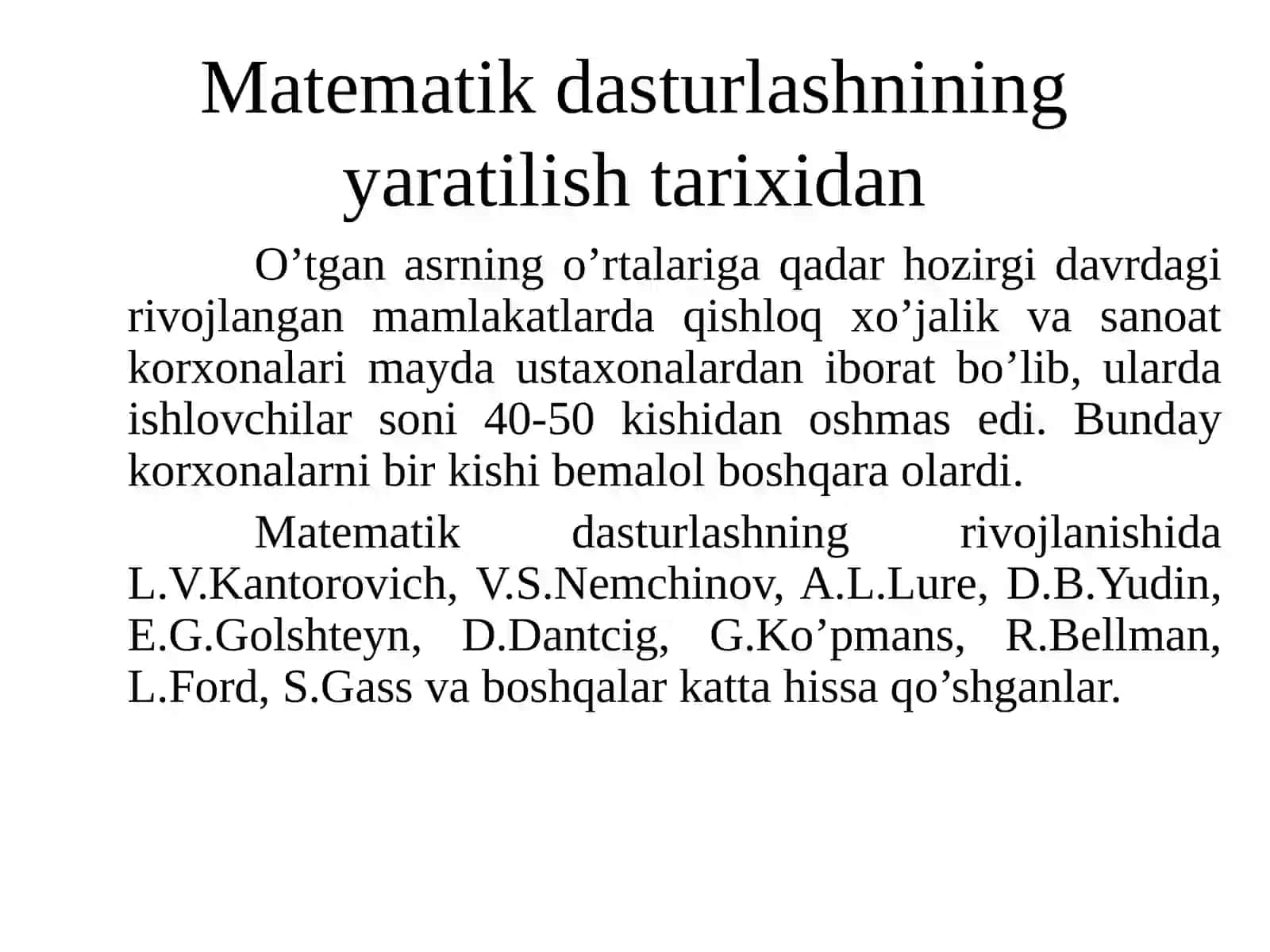Matematik dasturlashning nazariy asoslari 2