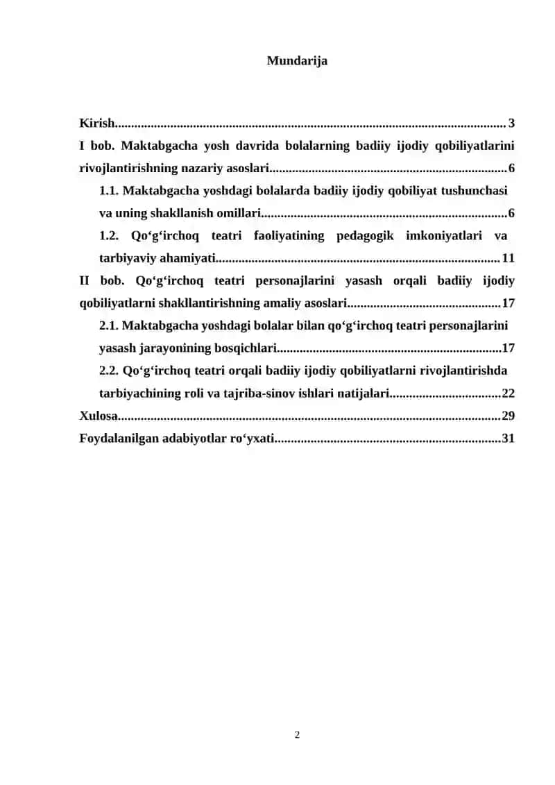 “Maktabgacha yoshdagi bolalarni qo‘g‘irchaq teatri personajlarini yasash orqali badiy ijodiy qobilyatlarni shakillanishining tarbiyaviy ahamiyati” 2