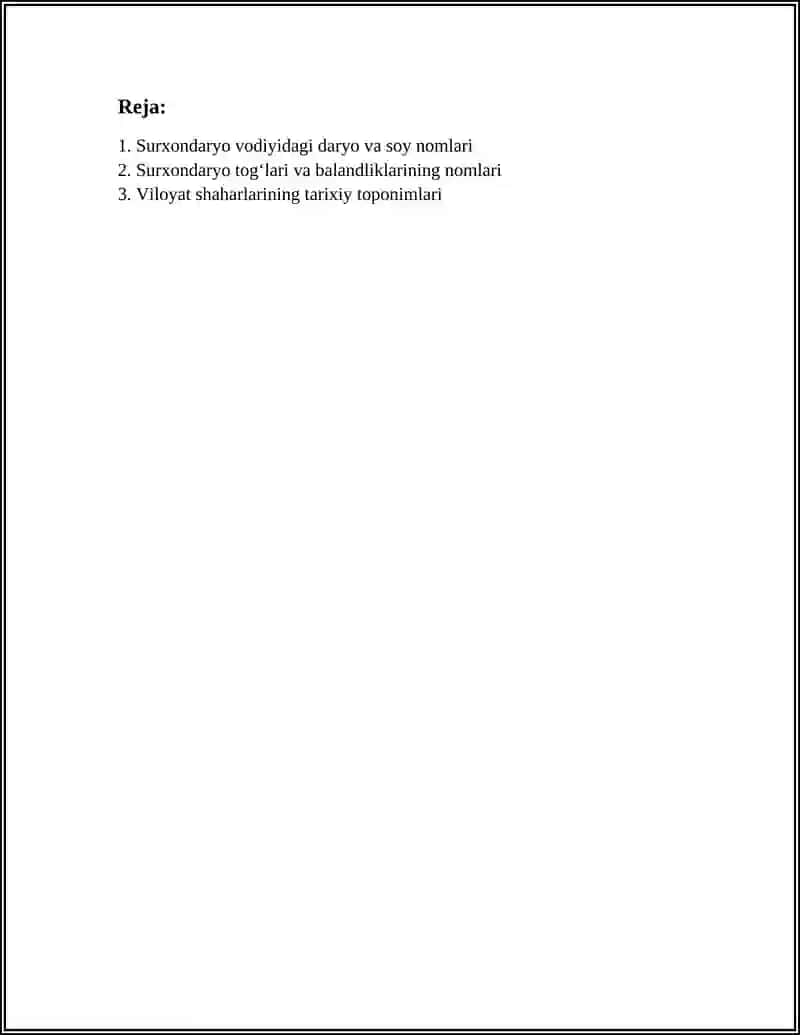 Surxondaryo Toponimlari 2