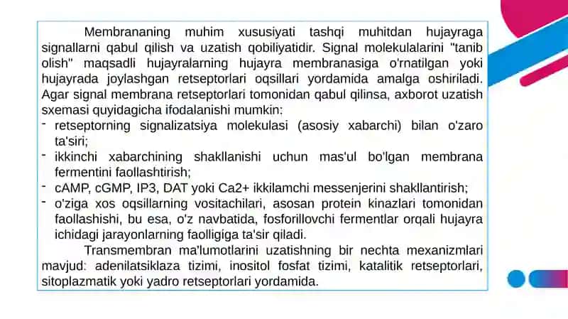 Membrananing muhim xususiyatlari 2