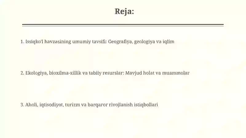 Issiqkoʻl havzasi va havzaning umumiy ta'rifi 2