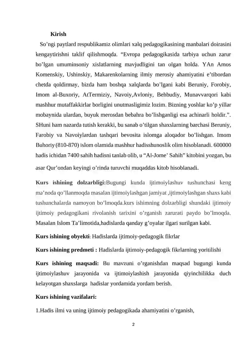 Hadislarda ijtimoiy-pedagogik fikrlarning yoritilishi 2