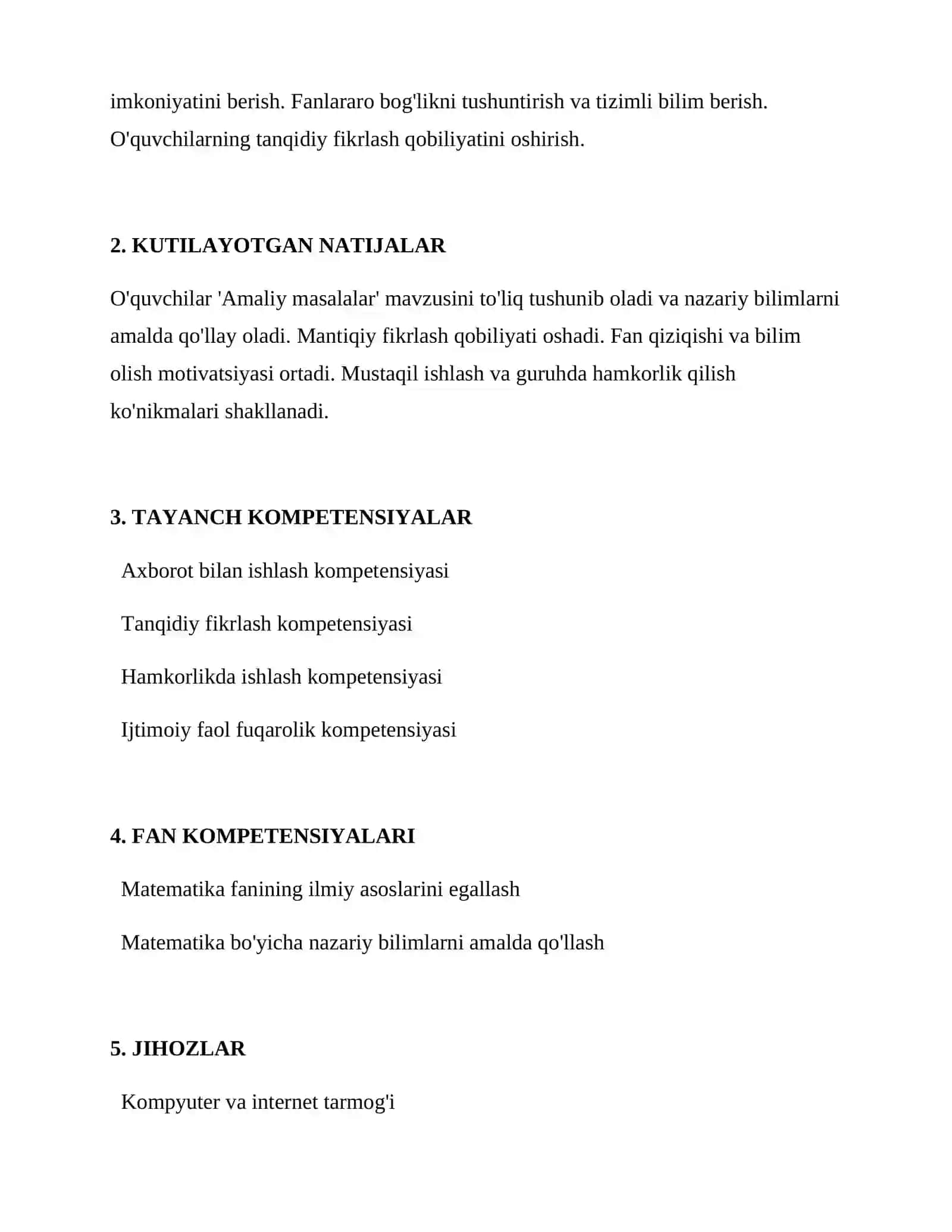 2-Sinfdan Matematika Fanida Dars Ishlanmasi 2