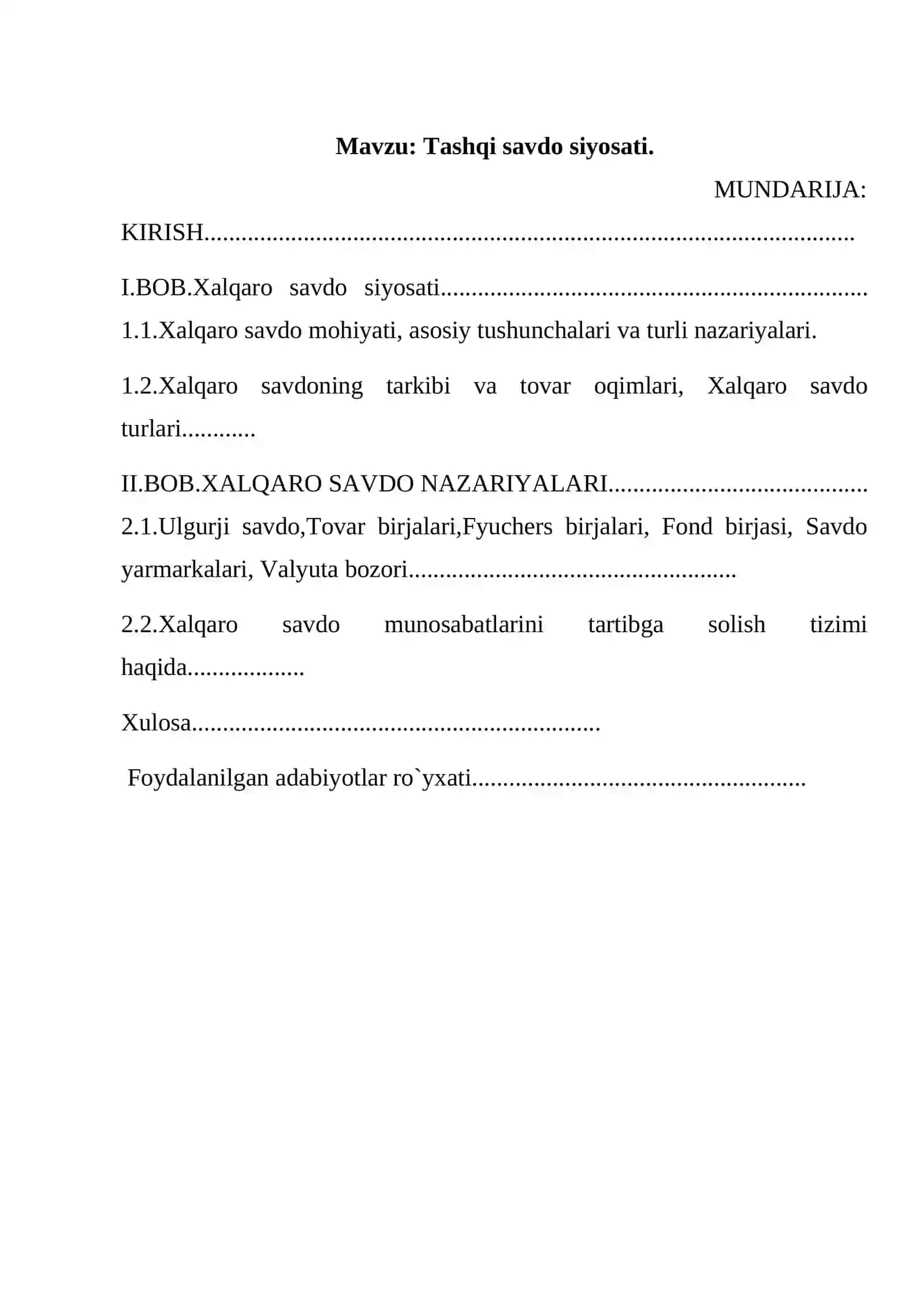 Tarmoqlar iqtisodiyoti KAFEDRASI - KURS ISHI 2