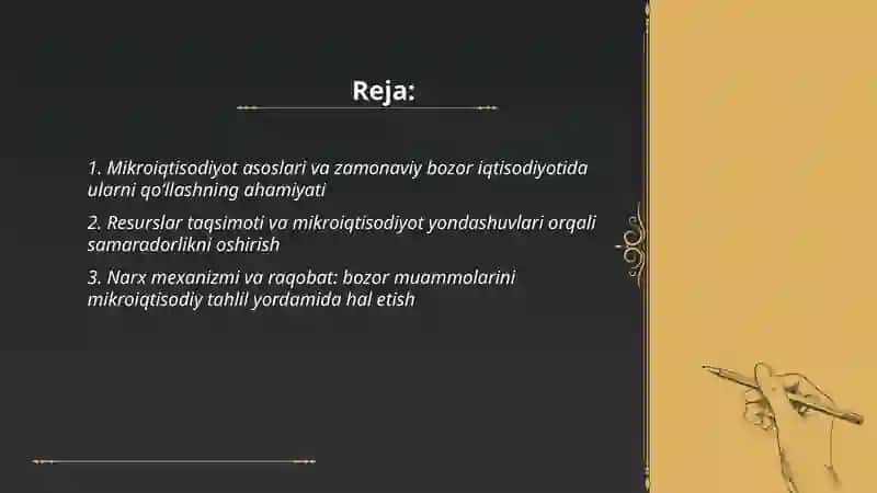 Zamonaviy bozor iqtisodiyoti muammolarini yechishda mikroiqtisodiyot fanining ahamiyti 2