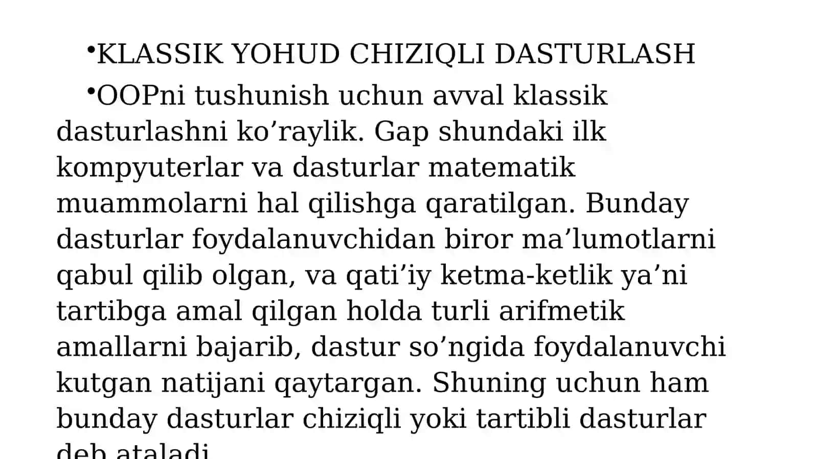KLASSIK YOHUD CHIZIQLI DASTURLASH 2