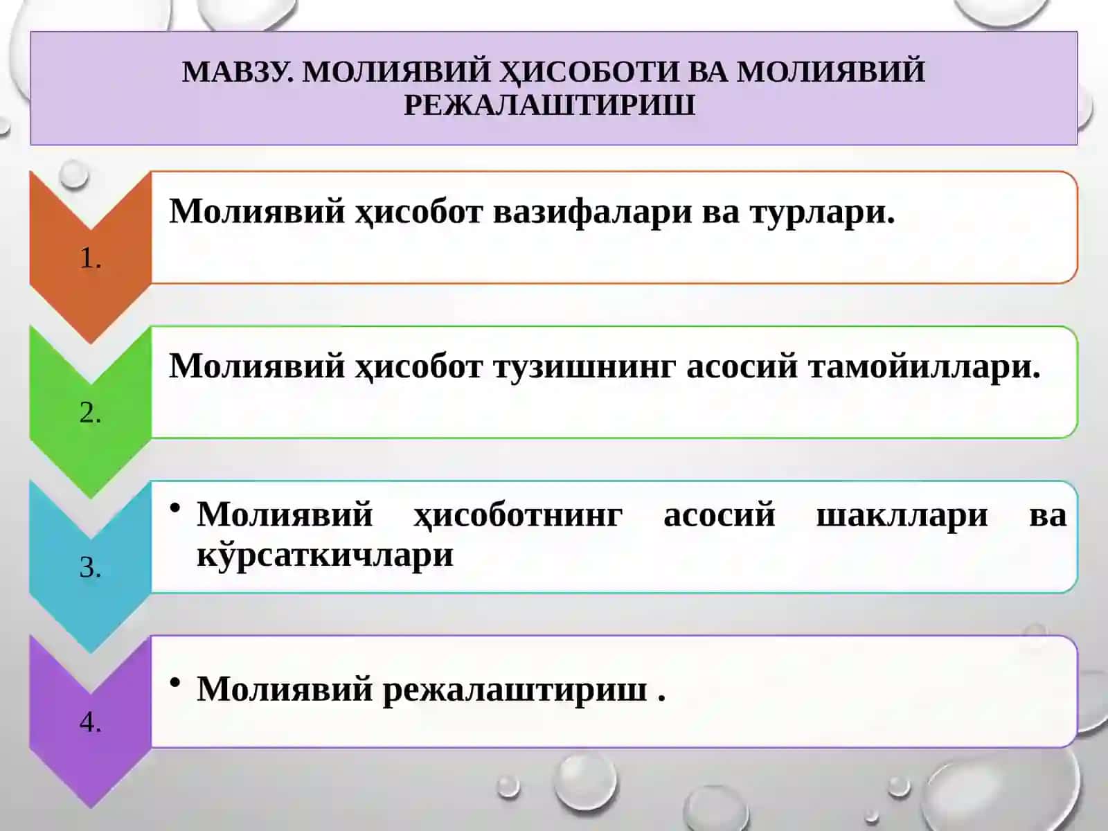 МОЛИЯВИЙ ҲИСОБОТ ВА МОЛИЯВИЙ РЕЖАЛАШТИРИШ 2