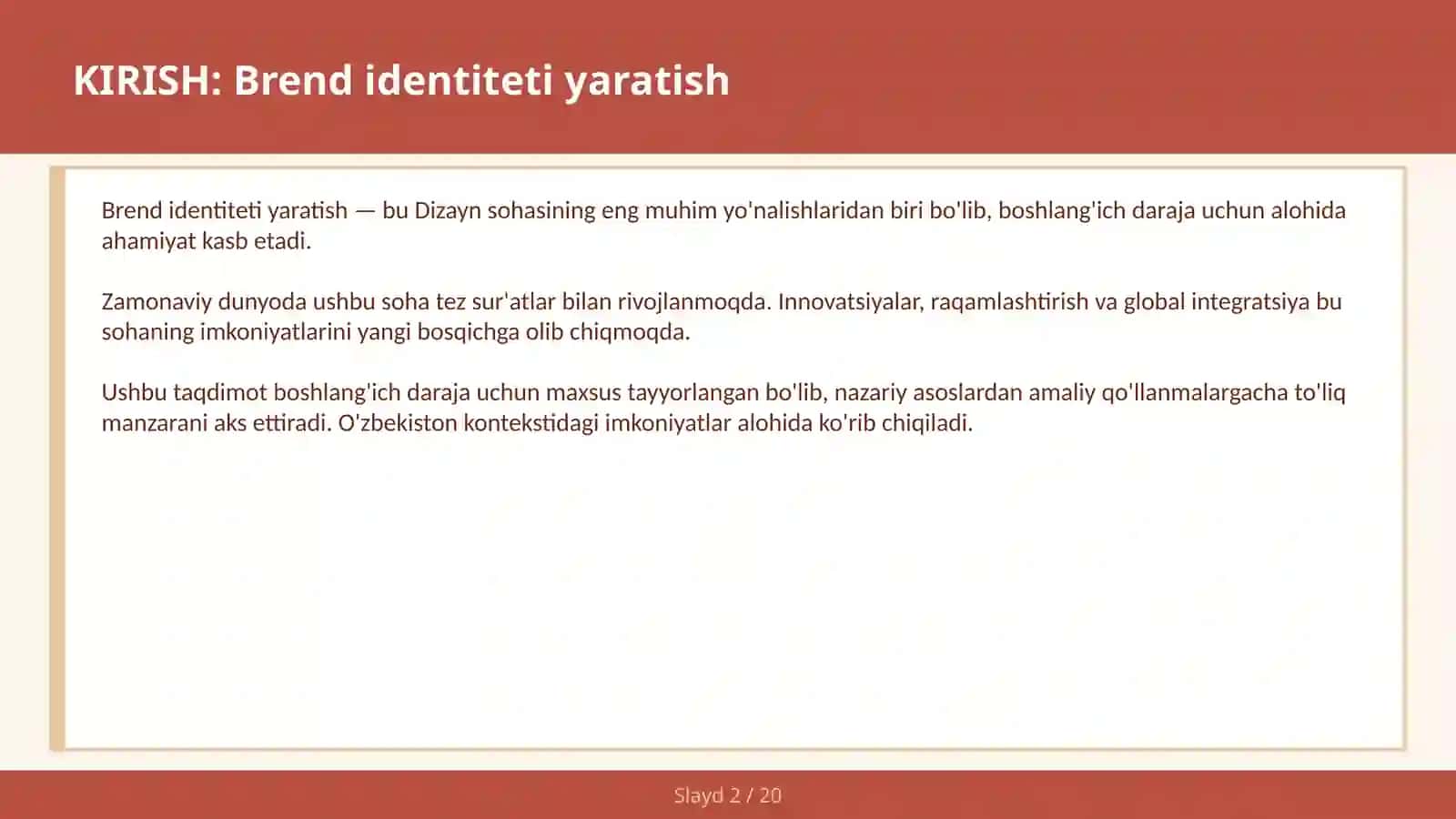 Brend identiteti yaratish 2