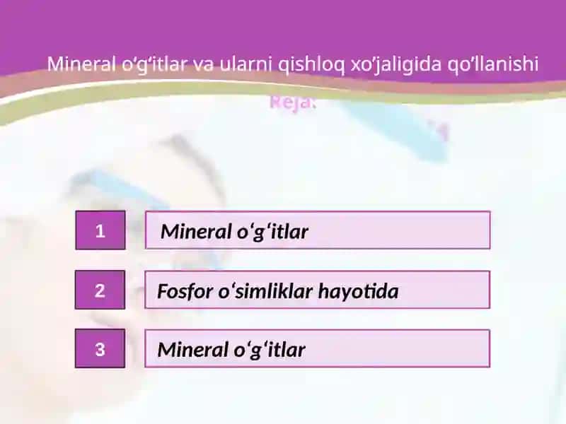 Mineral O‘g‘itlarva Ularni Qishloq XO’Jaligida Qo’llanishi 2