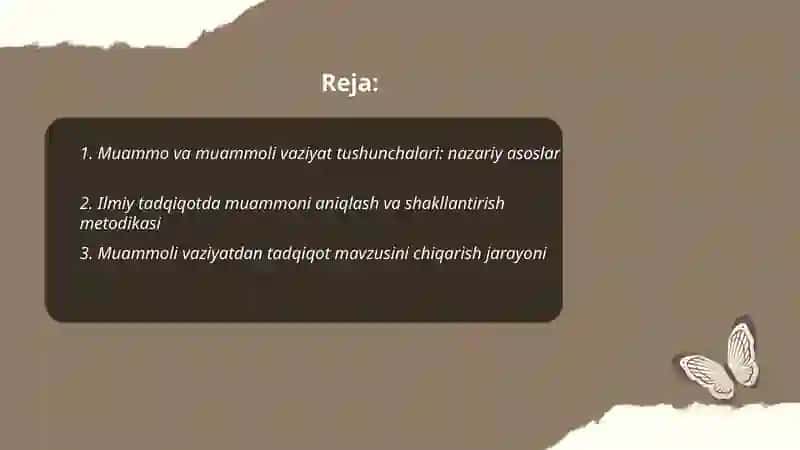 Muammo va Muammoli Vaziyat Ilmiy Tadqiqot 2