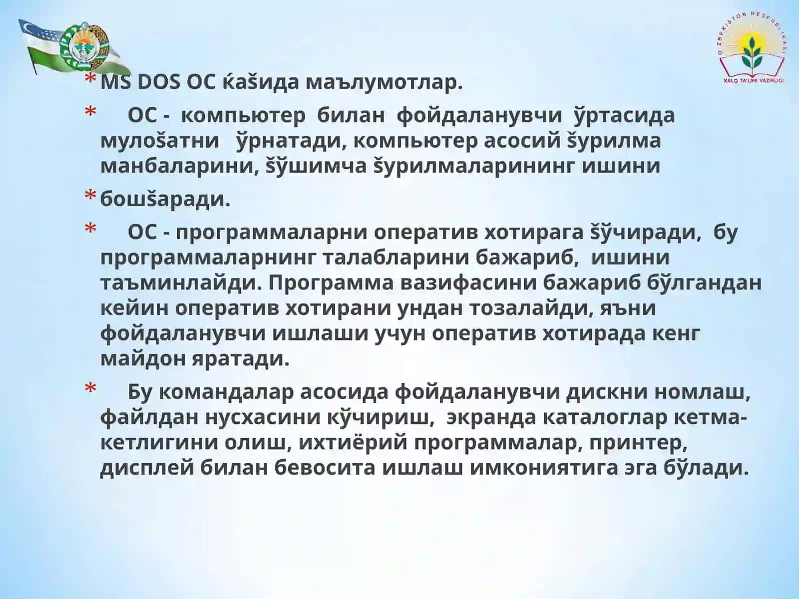 MS DOS NING ASOSIY BUYRUQLARI 2