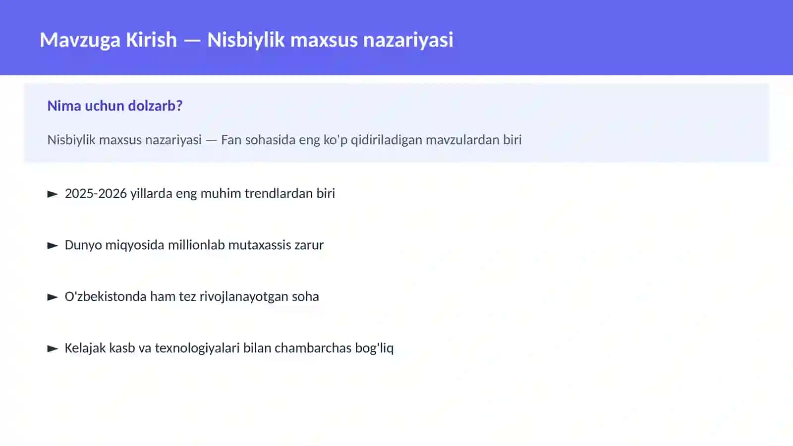 Nisbiylik maxsus nazariyasi 2