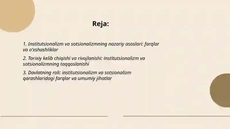 Institutsionalizm va sotsionalizm farqlari va oʻxshash taraflari 2