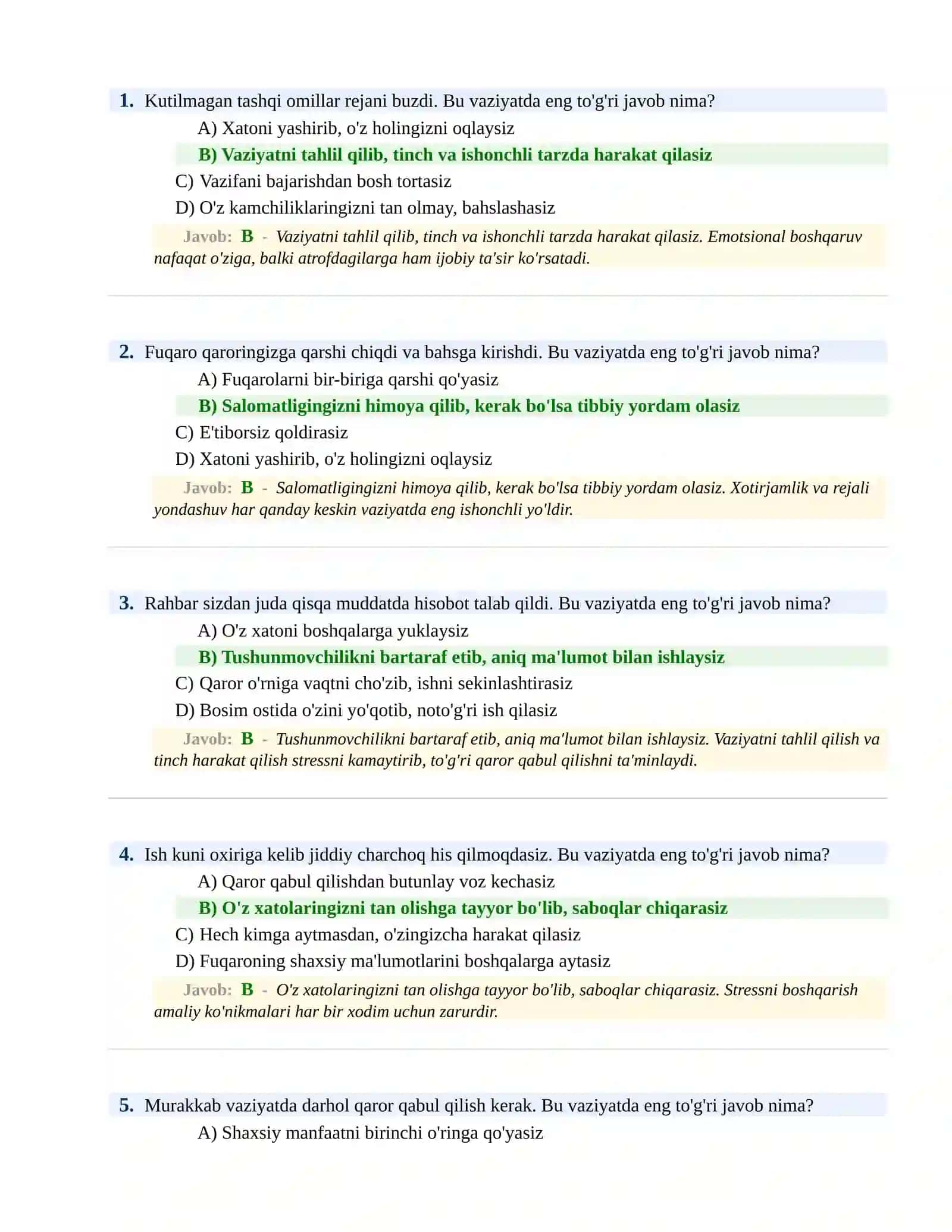 BOJXONA XIZMATIGA ISHGA KIRISH PSIXOLOGIK SINOV Testlari 2
