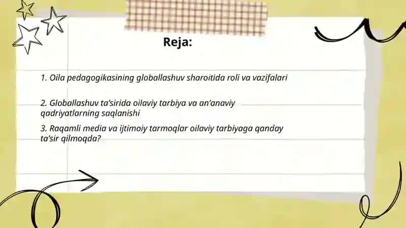OILA PEDAGOGIKASI. GLOBALLASHUV VA UNING TARBIYAGA TA'SIRI 2