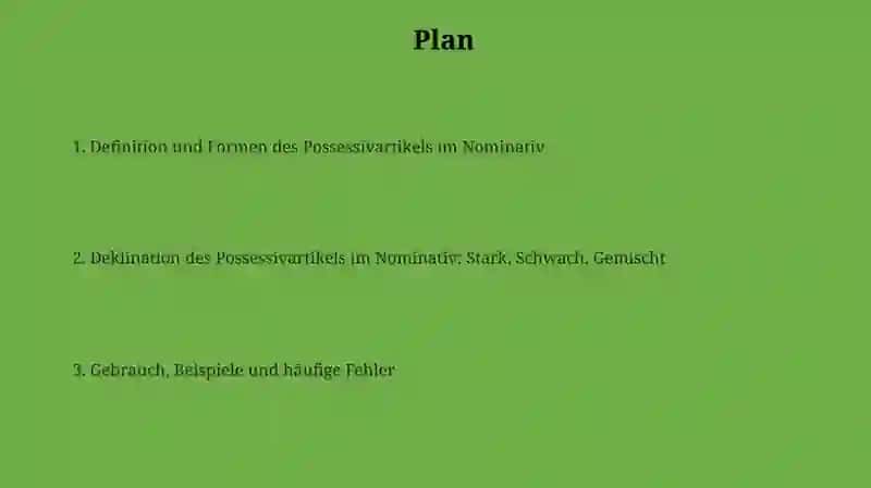 Possessive artikel im nominative 2