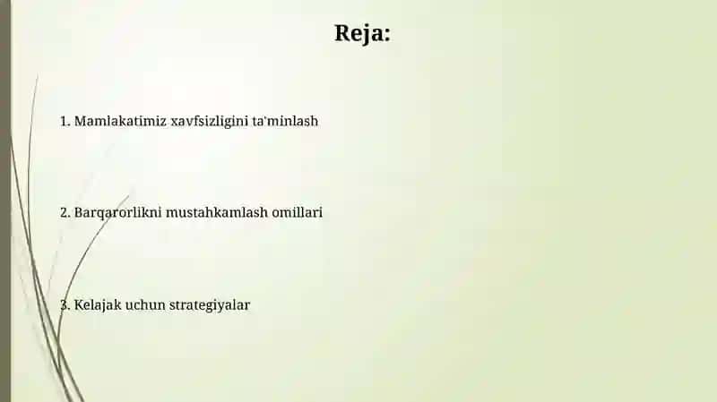 Mamlakatimizni xavfsizligi va barqarorligini ta'minlash 2