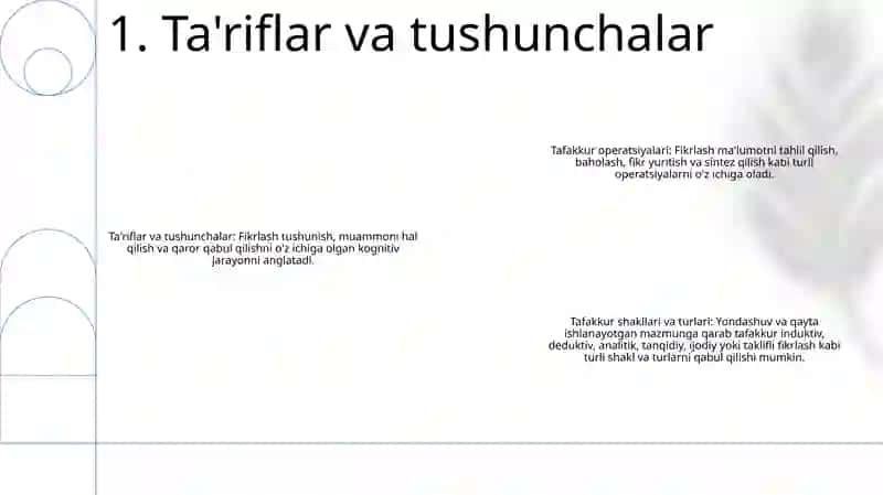Tafakkur Operatsiyalari, Tafakkur Shakllari,Turlari 2