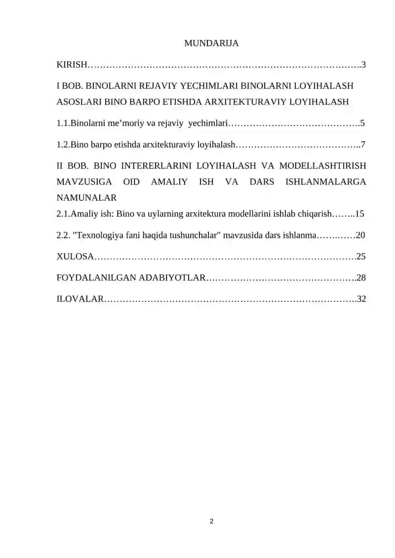 BINO INTERERLARINI LOYIHALASH VA MODELLASHTIRISH 2