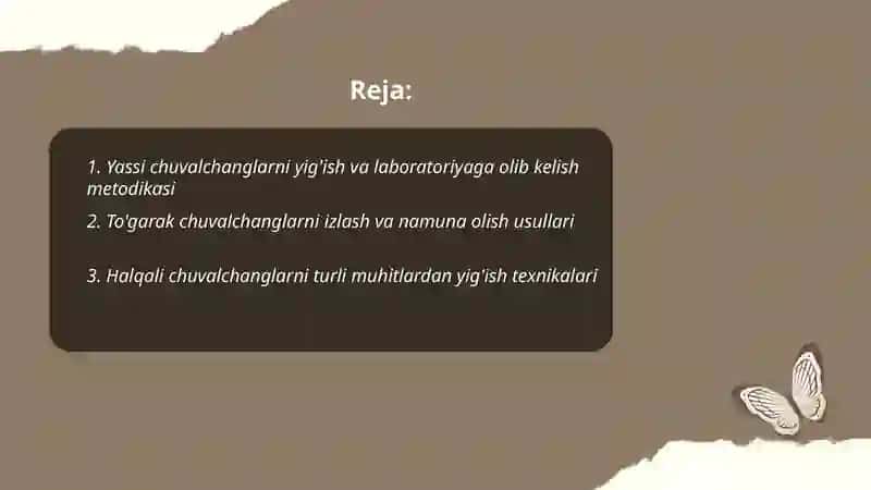 Yassi, to'garak, halqali chuvalchanglar tipini ōrganish metodikasi 2