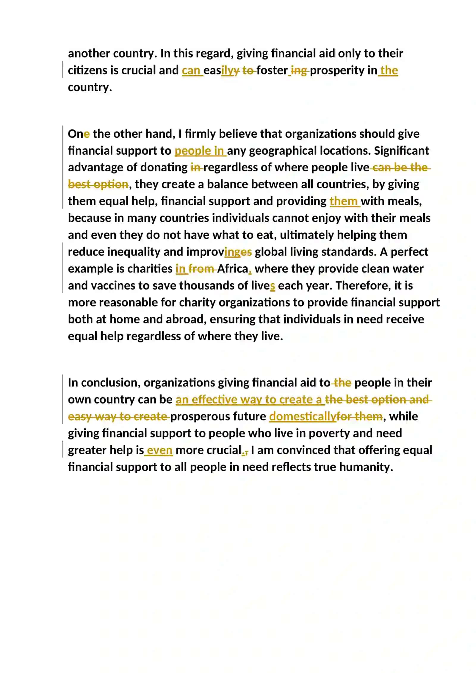 Charitable Organizations Aid Debate 2