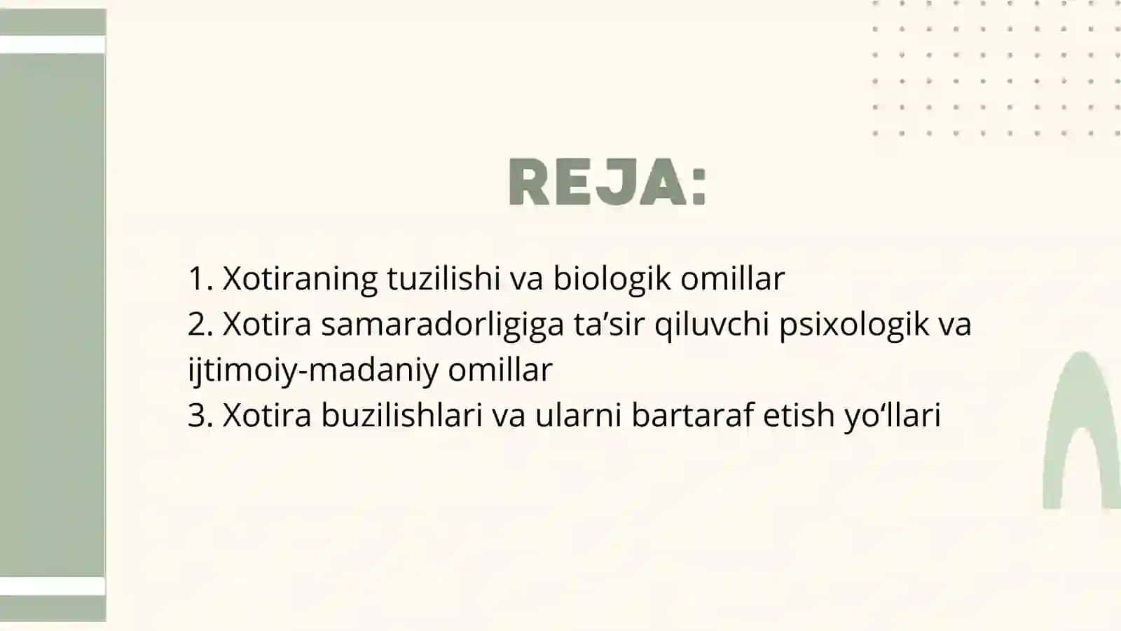 XOTIRA SAMARADORLIGIGA TA'SIR KO'RSATUVCHI OMILLAR 2