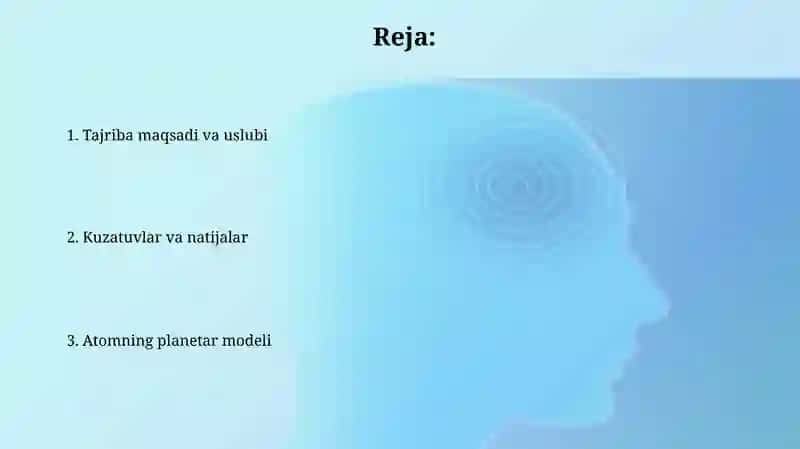 Rezerfort tajribasi atom tuzulishiningplanetarmodeli 2