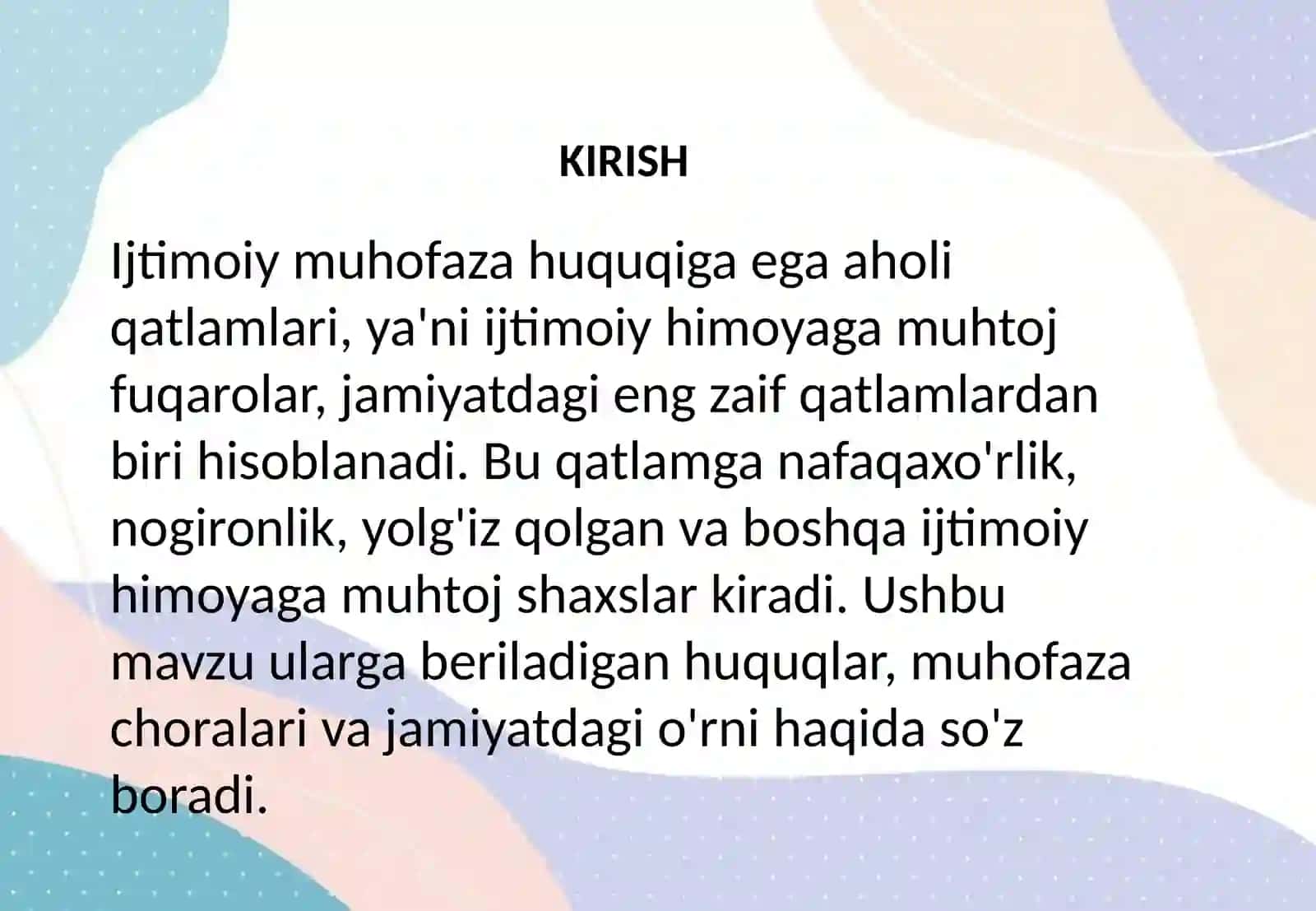 Ijtimoiy muhofaza huquqiga ega aholi qatlamlari 2