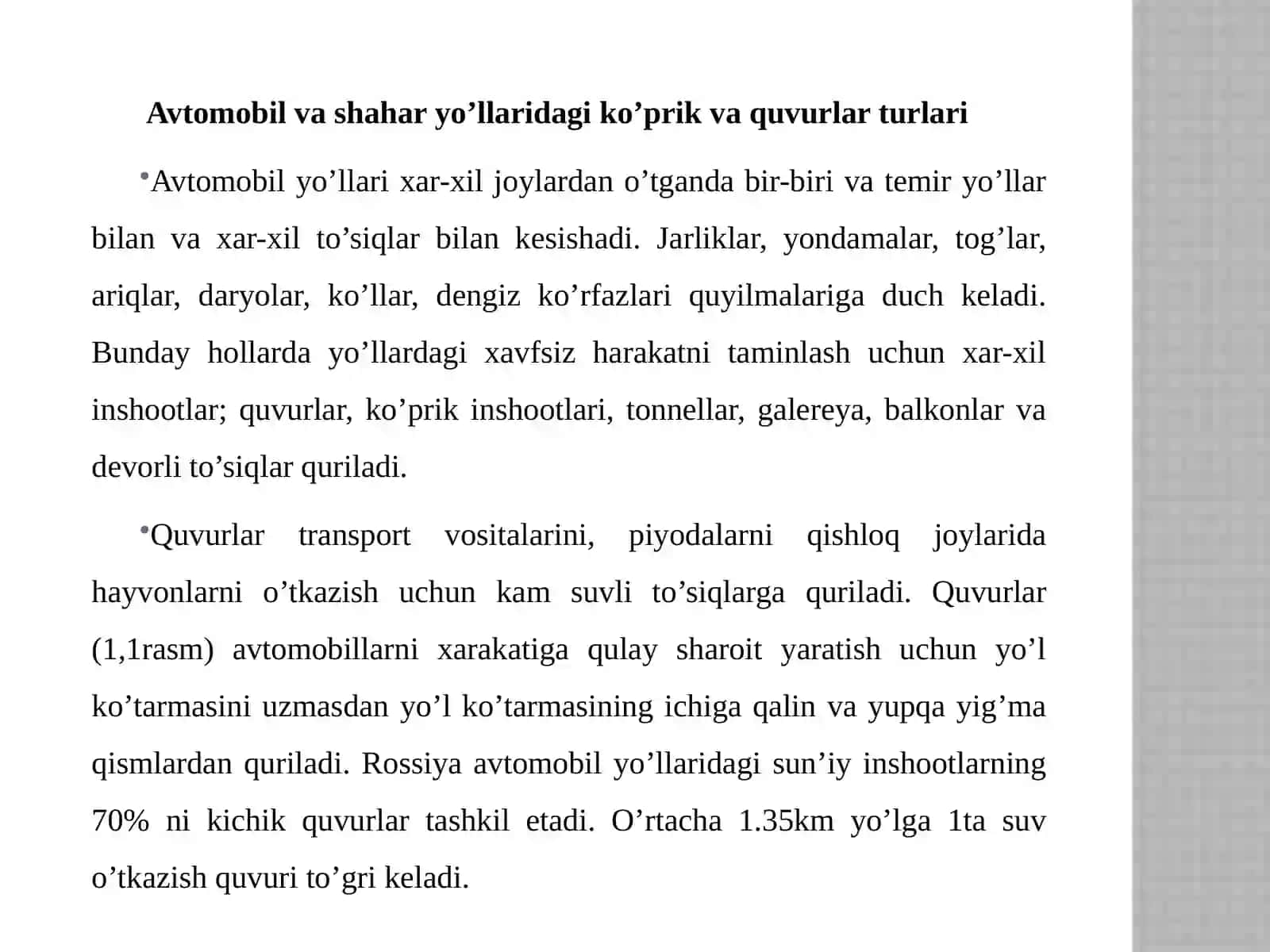 Avtomobil və şəhər yollarındagi ko‘prik va quvurlar turҳlari 2