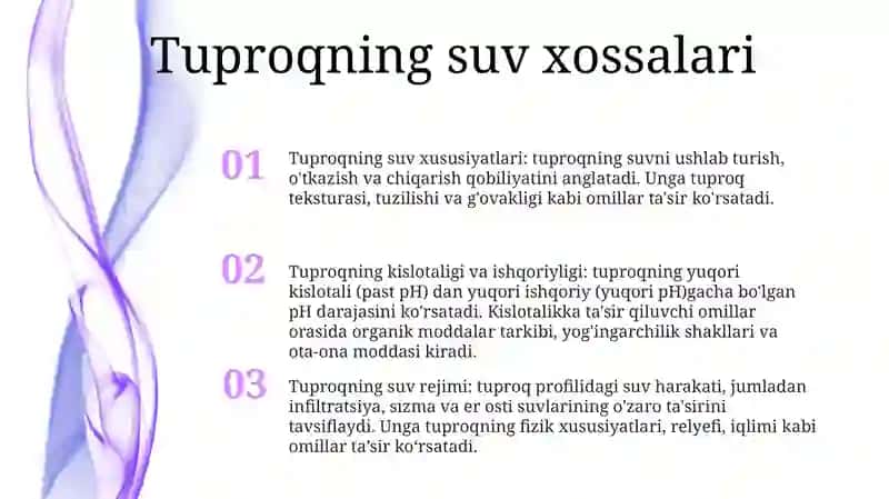 Tuproqning Suv Xossalari Va Suv Rejimi 2