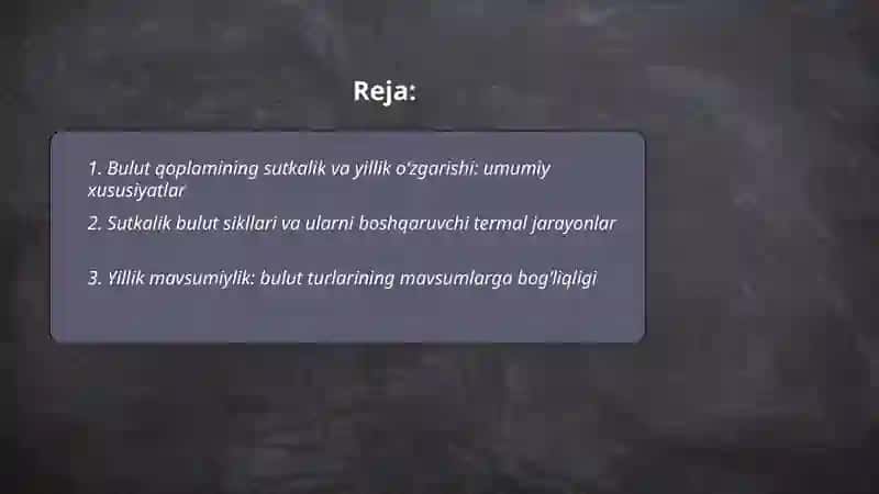 Bulutlarning sutkalil va yillik oʻzgarishi 2