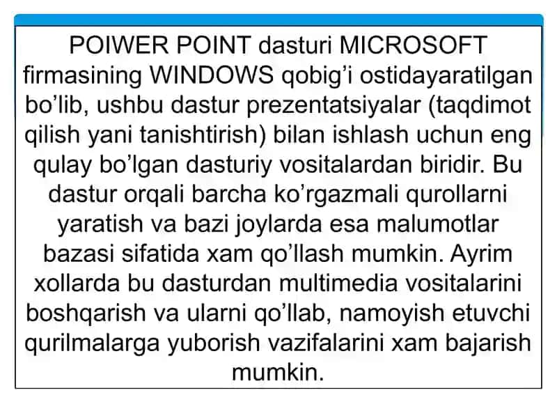 Pover point dasturi yordamida darslarga multimediali ko‘rgazmali qurollar tayyorlash 2