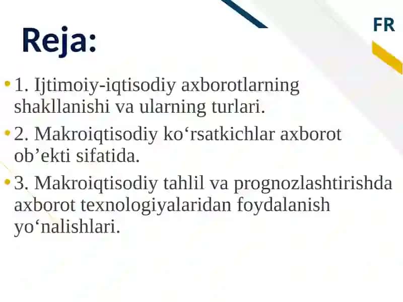 Makroiqtisodiy tahlil va prognozlashning axborot ta’minoti 2