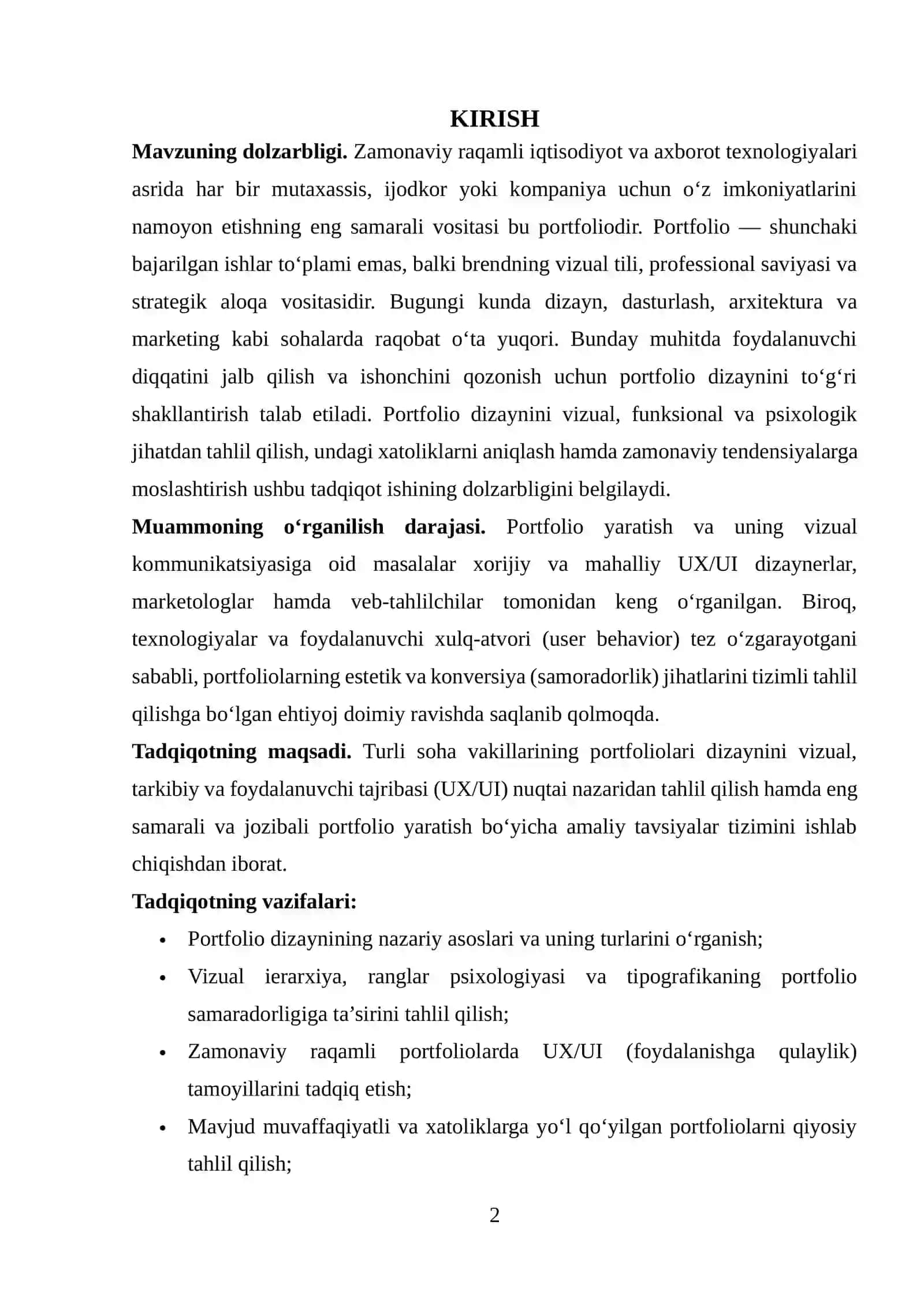 PORTFOLIO DIZAYNI: NAZARIY ASOSLAR 2