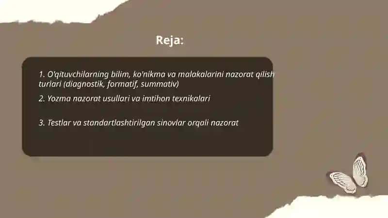 Õqituvchilarning bilim, kõnikma va malakalarini nazorat qilish turlari, shakli, metodlari 2