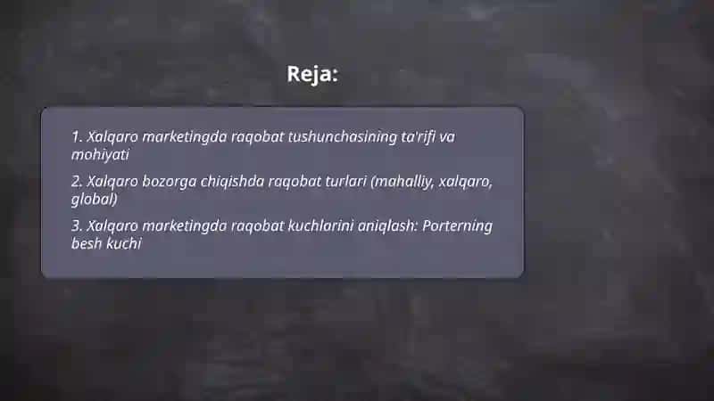 Xalqaro marketingdan raqobat tushunchasi mohiyati 2