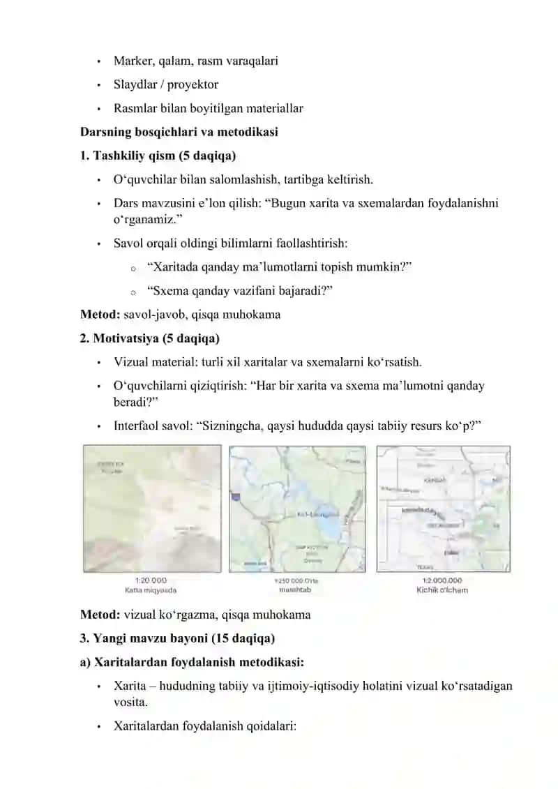 Xarita va sxemalardan foydalanish metodikasi 2