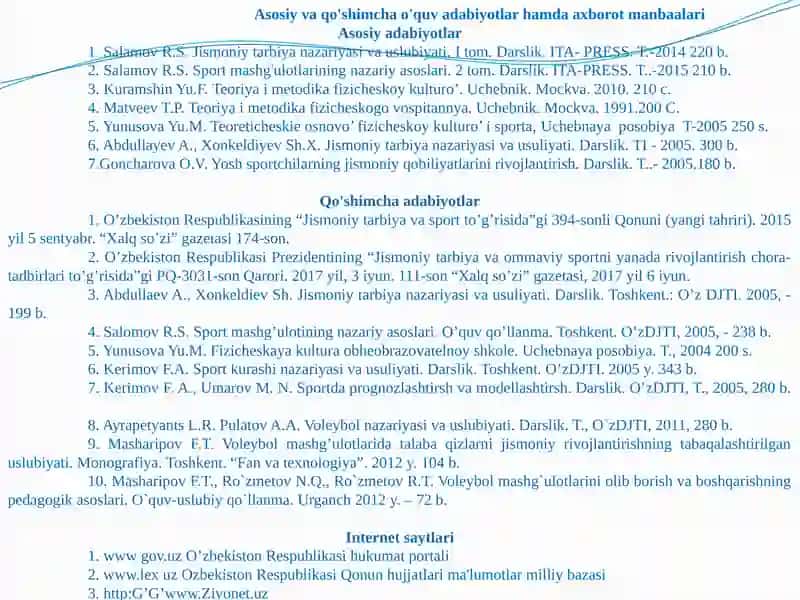 Sport faoliyati (xotin qizlar sporti yo`nalishi bo’yicha)2-kurs talabalari uchun ma’ruzaning taqdimoti 2
