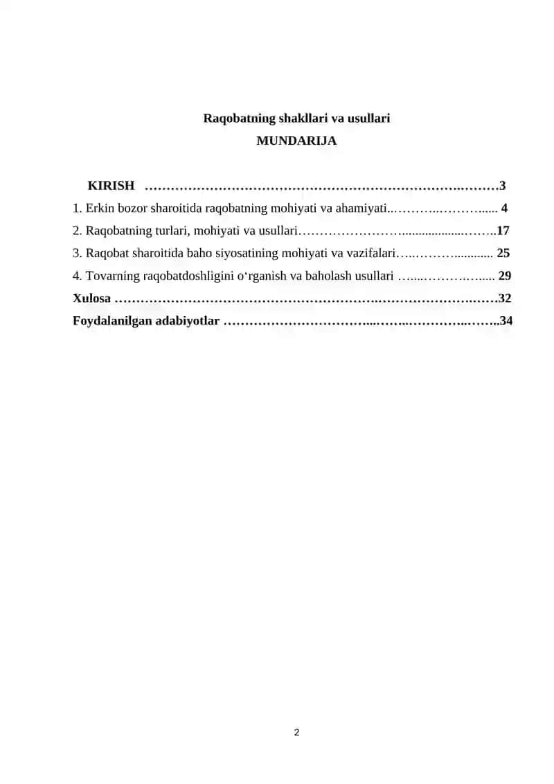 Raqobatning turli modellarida narxning shakllanish xususiyatlari 2